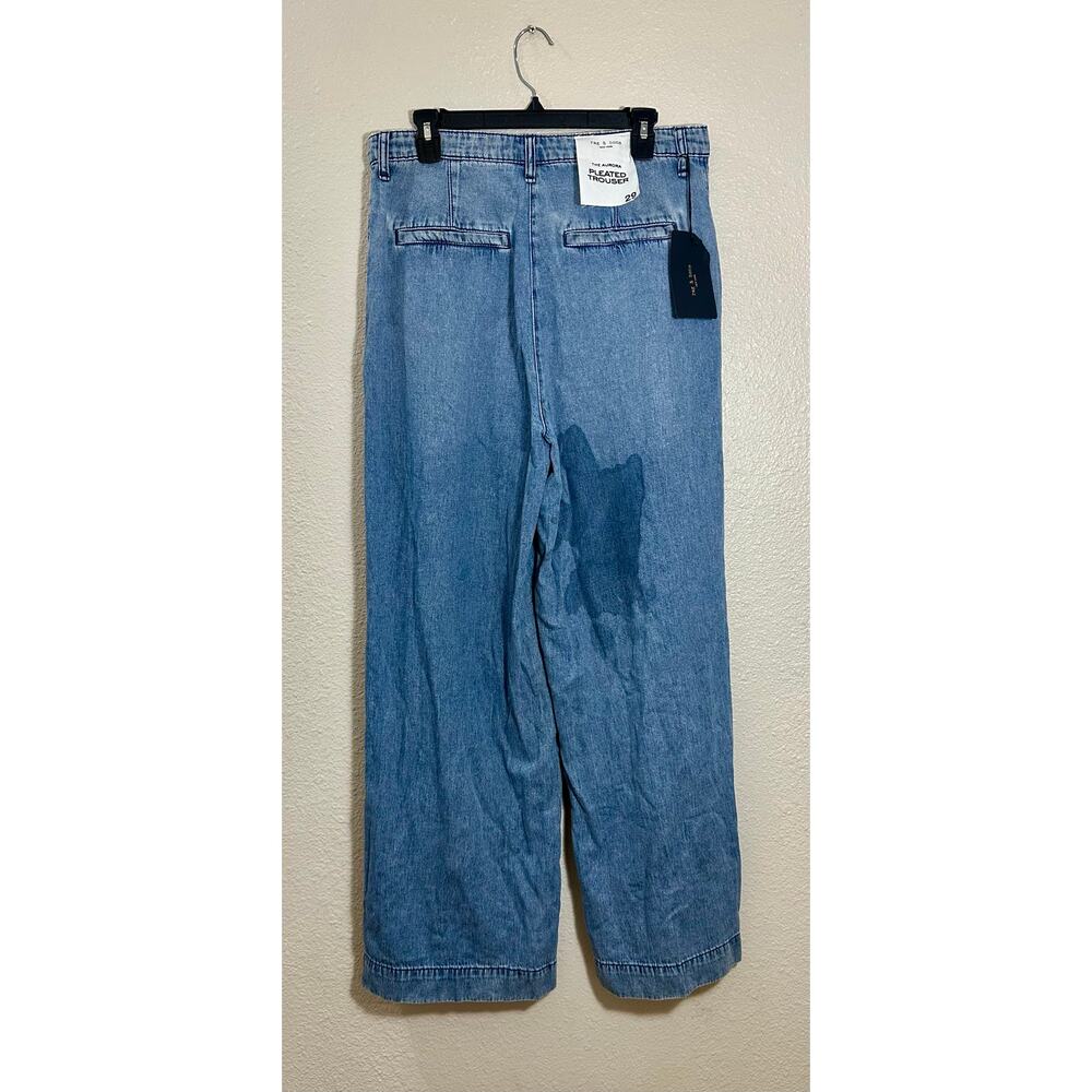 rag & bone Aurora Pleated Trouser Denim Winwood Size 29 Wide Leg Light Wash - Picture 5 of 10